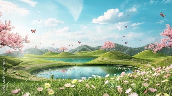 Obraz Low Carbon Sustainable Development Fantasy Garden Scene Backgrounds