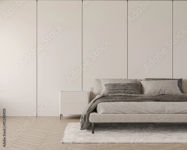 Fototapeta Bedroom interior design.3D rendering
