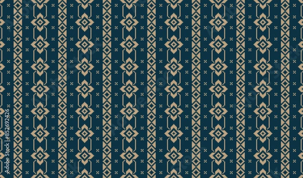 Obraz Abstract Geometric shape pattern seamless design for clothing, fabric, background, wallpaper, wrapping, batik. Knitwear, Embroidery style. Aztec geometric art ornament print.