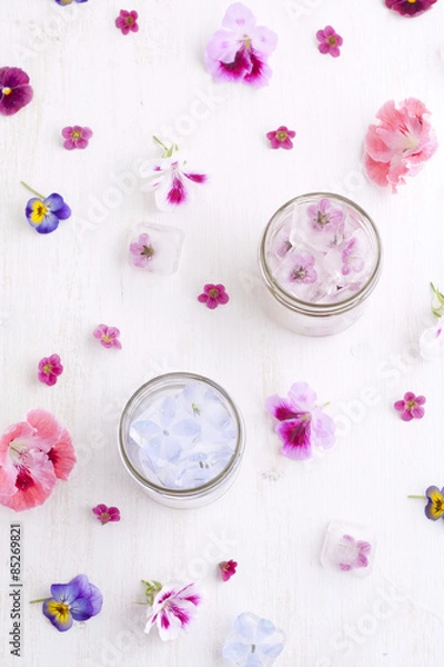 Fototapeta Flower ice cubes