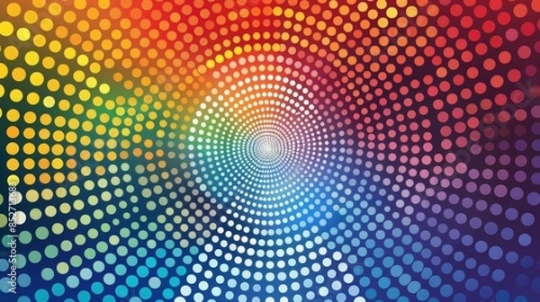 Fototapeta Radial colorful background with rainbow dots. Vector illustration