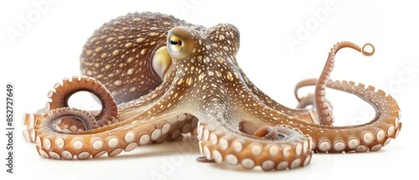 Fototapeta Octopus Illustration, anatomically accurate depiction of an octopus, capturing its natural form and texture against a plain white background