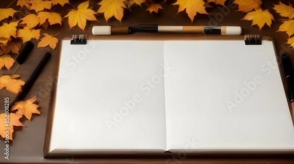 Obraz 紅葉とスケッチボード