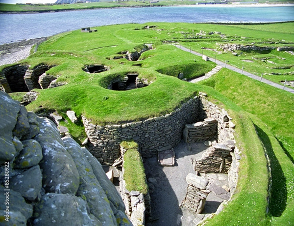 Fototapeta Viking ruins, Jarslhof, Shetland, Scotland