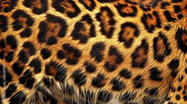 Fototapeta seamless leopard fur texture, close-up spot pattern design.