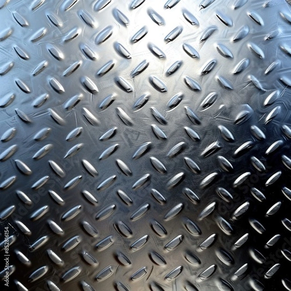 Fototapeta Reflective metal surface with a diamond plate pattern