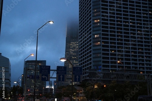 Obraz 霞がかったビル群