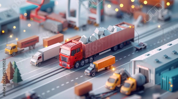 Obraz Third Party Logistics 3PL Transportation Export importing goods A service that combines warehousing and transportation. Delivery by air, road, sea