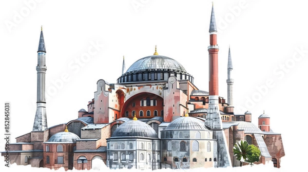Fototapeta The Hagia Sophia Grand Mosque Isolated on a Transparent Background