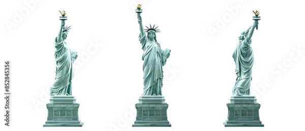 Fototapeta Set of 3 Statue of Liberty with Transparent Background