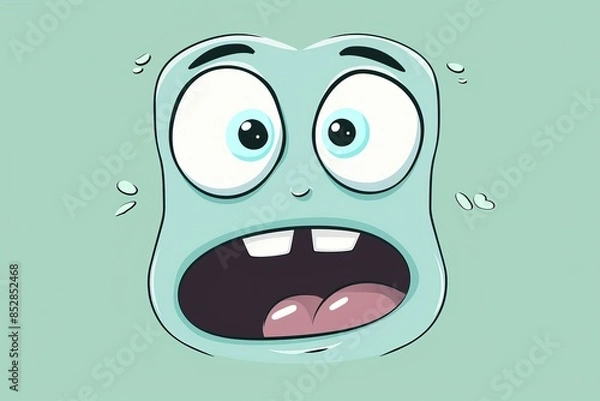 Fototapeta Cartoon face with large expressive eyes and surprised expression