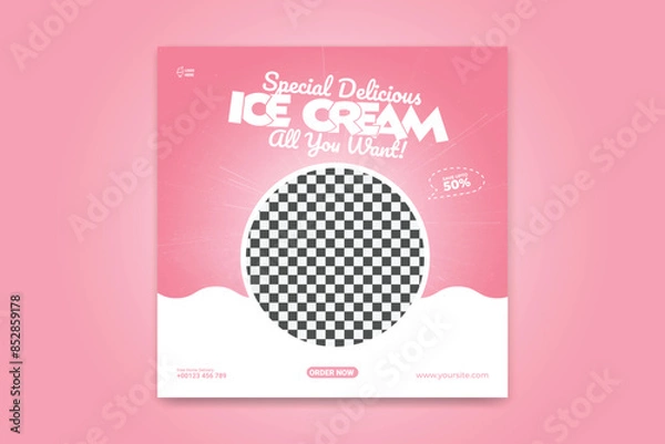 Fototapeta ice cream social media design template