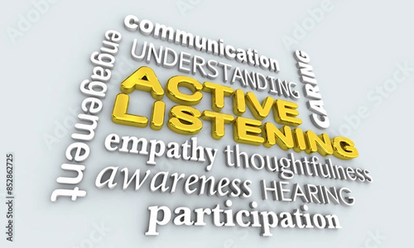 Fototapeta Active Listening Effective Communication Skills Talk Hear Discussion 3d Illustration