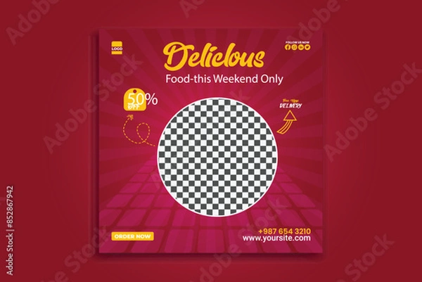 Obraz pizza social media design template