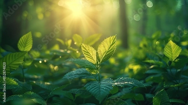 Fototapeta tree in the middle of a green forest