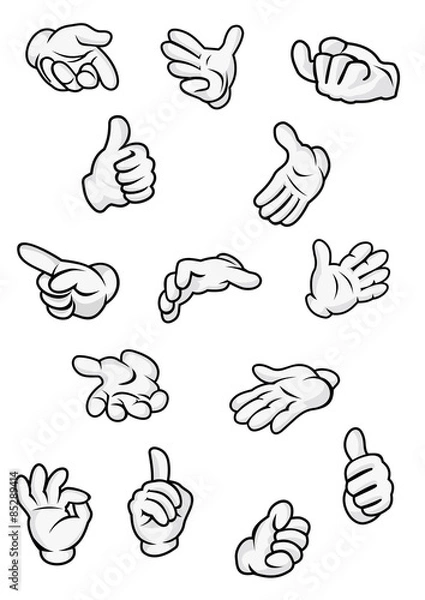 Obraz Cartoon hand and fingers signs and gestures