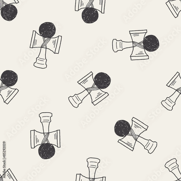 Fototapeta Kendama doodle seamless pattern background