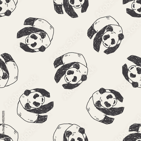 Fototapeta panda doodle seamless pattern background