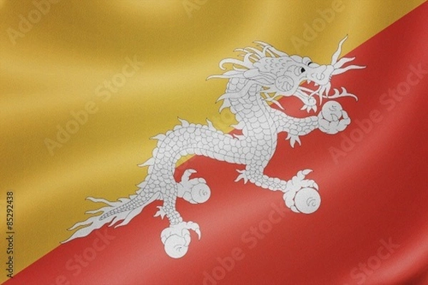 Fototapeta Bhutan flag on the fabric texture background
