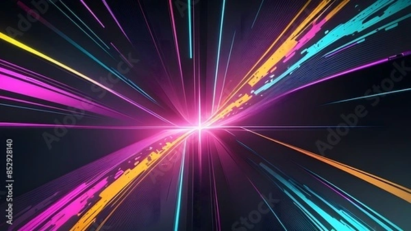 Obraz ピンクのひかりとカラフルなエフェクトが集まる抽象的な背景イラスト