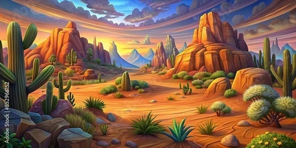 Fototapeta desert backgrounds in cartoon animation design