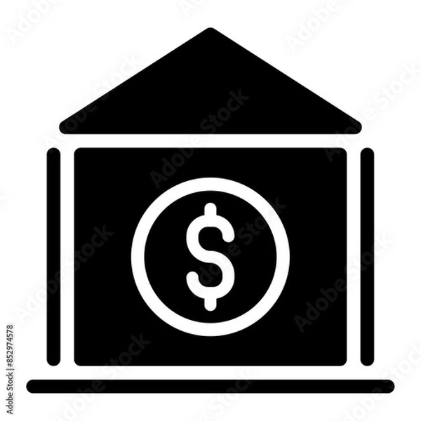 Obraz Bank solid icon. vector glyph icon for mobile app, website, logo and presentation design.