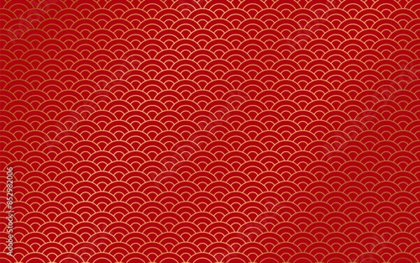 Obraz Abstract wallpaper with scales. Red half-circular pattern. Background and wallpaper red design style. Chinese New Year.