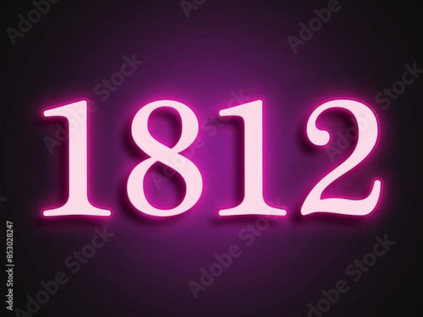 Fototapeta Pink glowing Neon light text effect of number 1812.