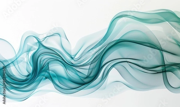 Fototapeta Flowing, intertwining lines on a white canvas