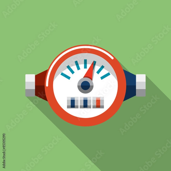 Fototapeta Vector Water Meter Flat Icon