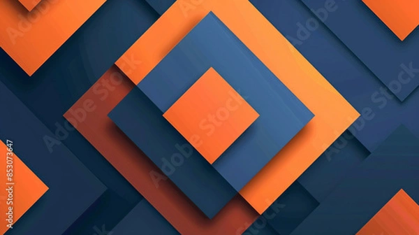 Fototapeta Orange and Indigo square shape background presentation design