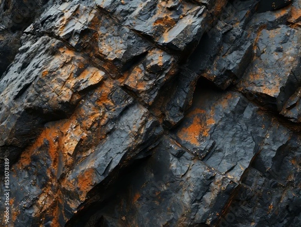 Obraz A rough black stone with a slightly mottled texture.