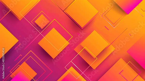 Fototapeta Orange and Fuchsia square shape background presentation design