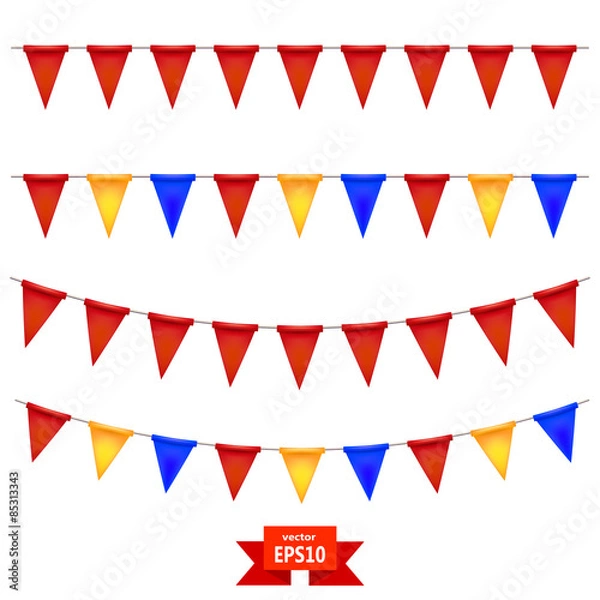 Fototapeta Set colored flags on the rope. The elements of your design. Vect
