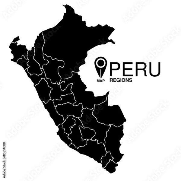 Obraz Regions map of Peru location