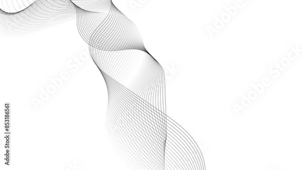 Obraz Abstract wave element for design. Digital frequency track equalizer. Stylized line art background. Wave with lines created using blend tool. Curved wavy line, smooth stripe.