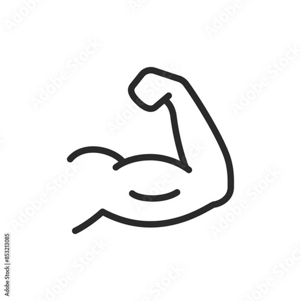 Obraz Flexing arm, linear style icon. strength and muscle building. Editable stroke width