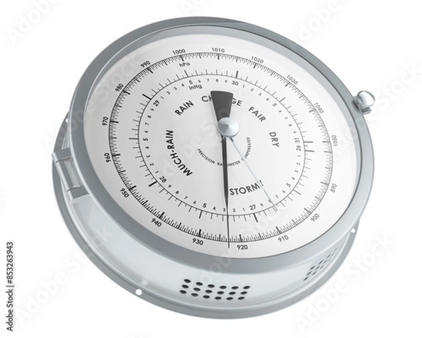 Obraz Barometer, silver color. 3D rendering isolated on transparent background