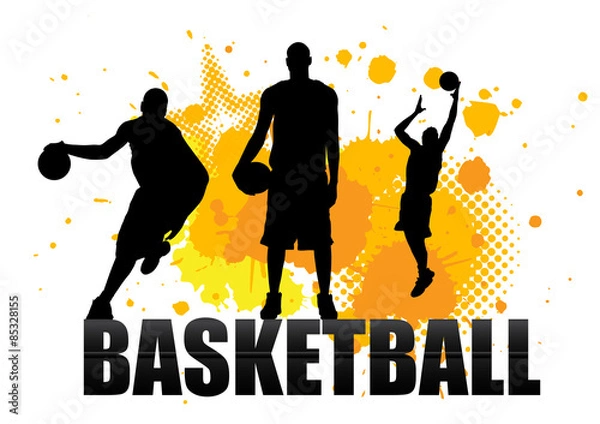 Fototapeta basketball player in act with grunge background