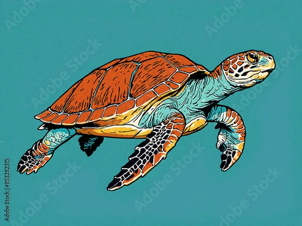 Fototapeta Illustrated Sea Turtle