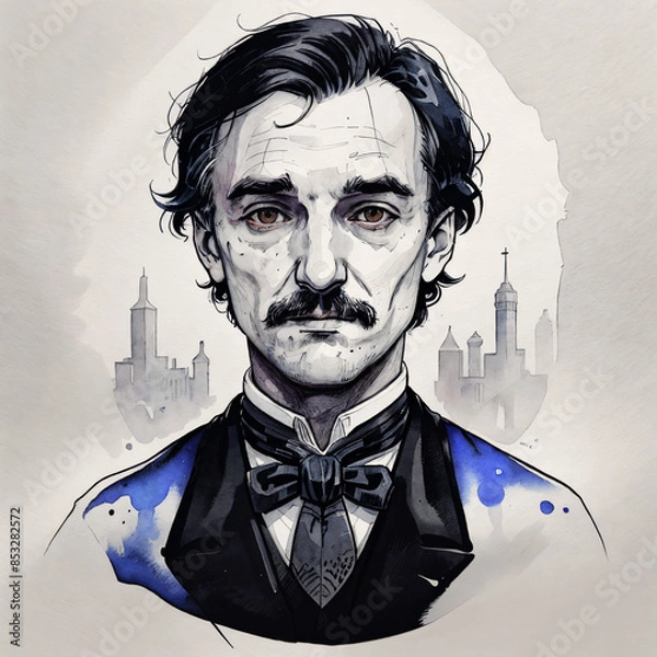 Fototapeta Portrait of Edgar Allan Poe