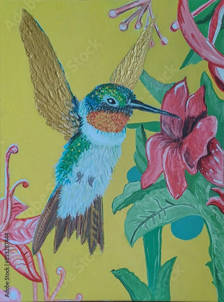 Obraz hummingbird and flower