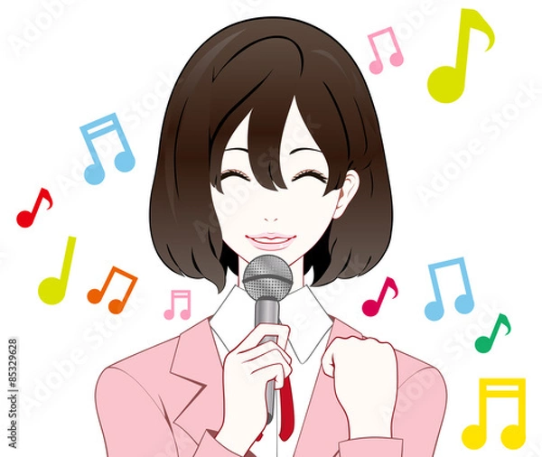 Obraz スーツの女性　歌う　笑顔