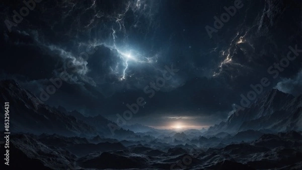 Fototapeta Beautiful wallpaper dark space with rays of light