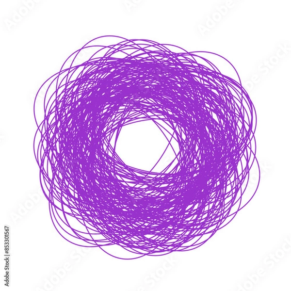Fototapeta An abstract grunge scribble circular shape outline design element.