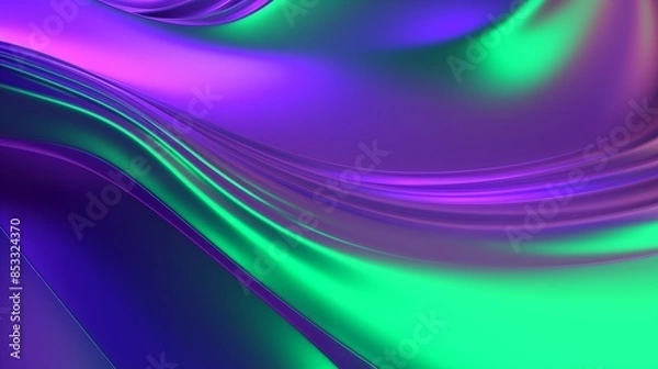 Fototapeta Vibrant Abstract Digital Art with Neon Gradient Waves and Fluid Texture