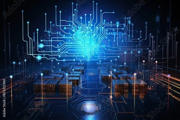 Fototapeta Digital Transformation, System Engineering and Programming Abstract Background AI Generated Illustration