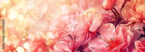 Fototapeta Flowers over rectangle background. Flower background