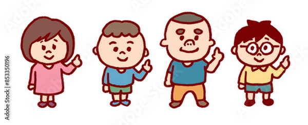 Fototapeta コミカルでかわいい仲良しの子どもたち