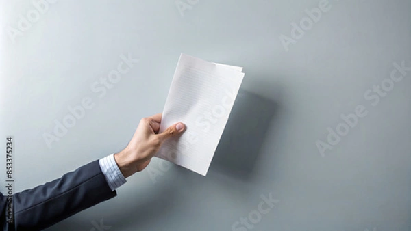 Obraz A business person in a suit is holding a document in their hand